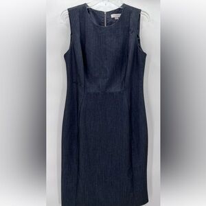 Calvin Klein Black Sleeveless Sheath Dress Size 10 Exposed Zipper Work Party
